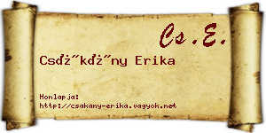 Csákány Erika névjegykártya