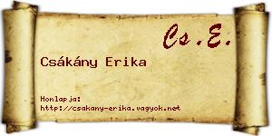 Csákány Erika névjegykártya